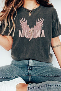 Mama Leopard Lightning Comfort Colors Graphic Tee - Happily Ever Atchison Shop Co.