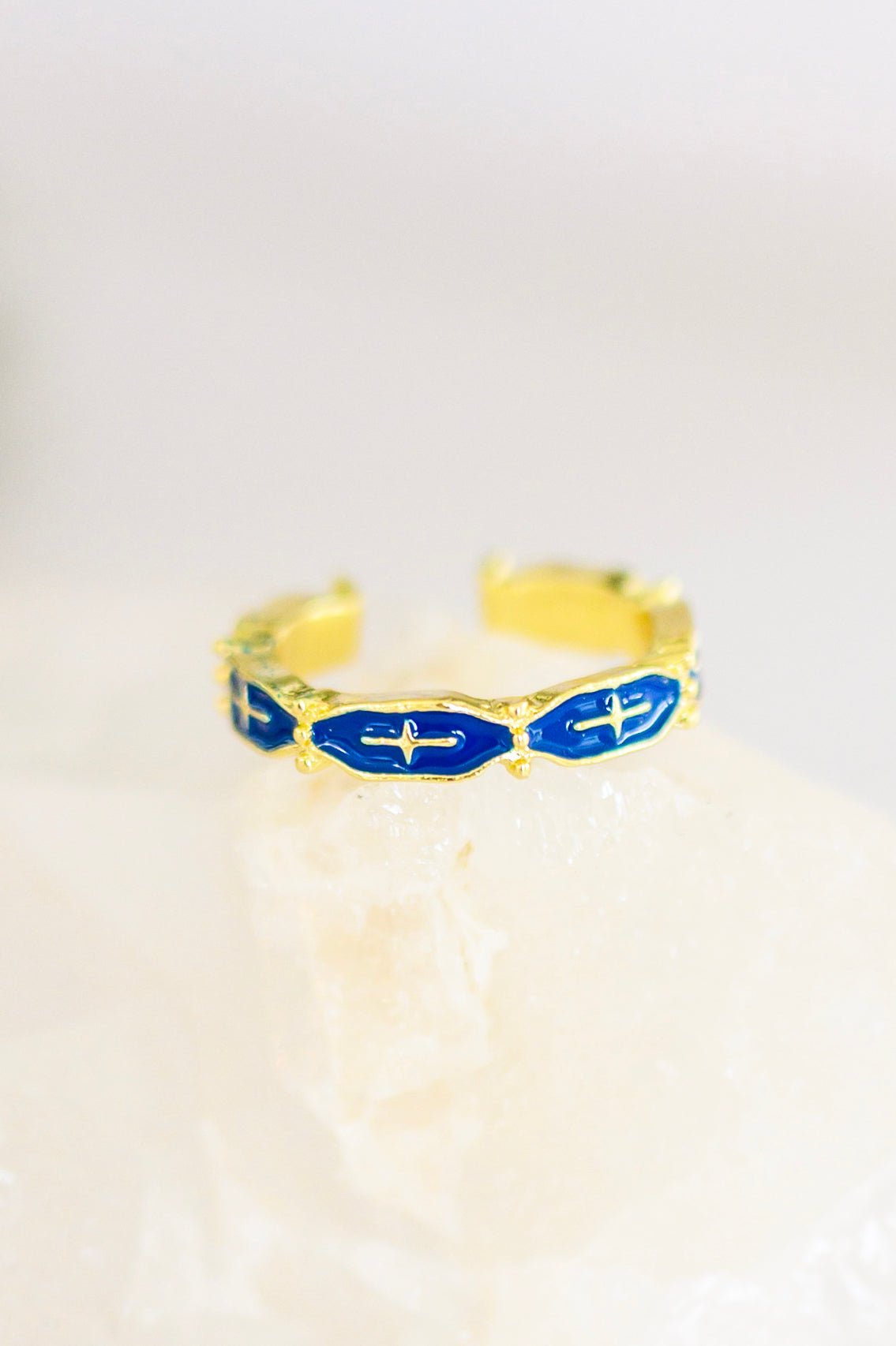 Mariana Hand Crafted Blue Cross Ring - Happily Ever Atchison Shop Co.