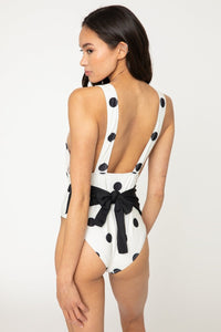 Marina West Swim Beachy Keen Polka Dot Tied Plunge One - Piece Swimsuit - Happily Ever Atchison Shop Co.