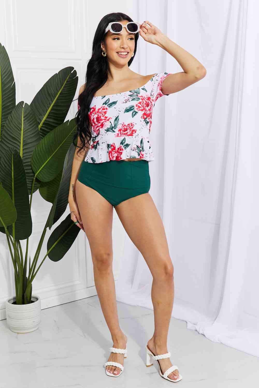 Marina West Swim Coastal Cutie Off - Shoulder Swim Tankini Set - Happily Ever Atchison Shop Co.