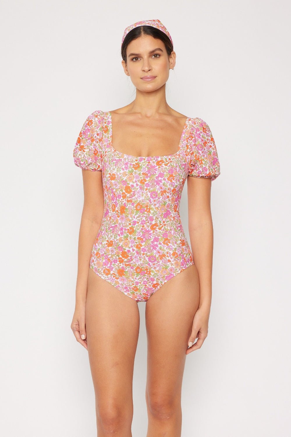 Marina West Swim Floral Puff Sleeve One - Piece - Happily Ever Atchison Shop Co.