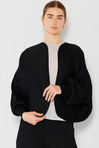 Marina West Swim Rib Pleated Puff Sleeve Bolero Cardigan - Happily Ever Atchison Shop Co.