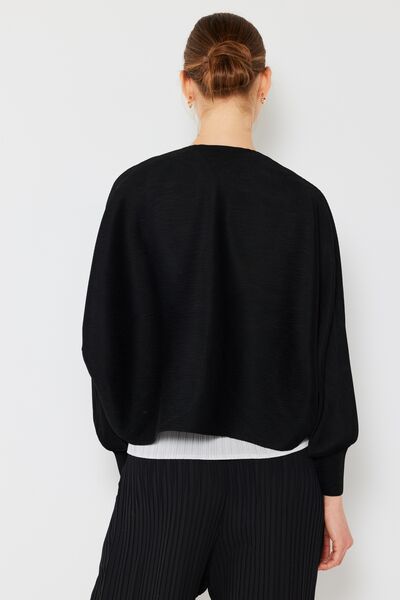 Marina West Swim Rib Pleated Puff Sleeve Bolero Cardigan - Happily Ever Atchison Shop Co.