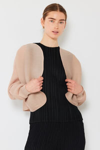 Marina West Swim Rib Pleated Puff Sleeve Bolero Cardigan - Happily Ever Atchison Shop Co.