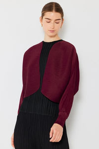 Marina West Swim Rib Pleated Puff Sleeve Bolero Cardigan - Happily Ever Atchison Shop Co.