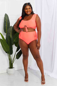 Marina West Swim Sanibel Crop Swim Top and Ruched Bottoms Set in Coral - Happily Ever Atchison Shop Co.