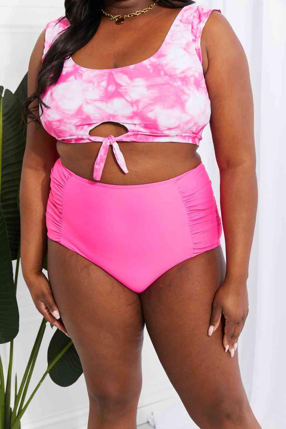 Marina West Swim Sanibel Crop Swim Top and Ruched Bottoms Set in Pink - Happily Ever Atchison Shop Co.