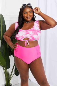 Marina West Swim Sanibel Crop Swim Top and Ruched Bottoms Set in Pink - Happily Ever Atchison Shop Co.