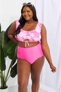 Marina West Swim Sanibel Crop Swim Top and Ruched Bottoms Set in Pink - Happily Ever Atchison Shop Co.