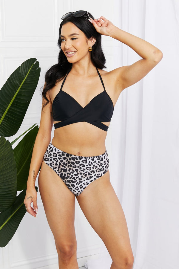 Marina West Swim Summer Splash Halter Bikini Set in Black - Happily Ever Atchison Shop Co.