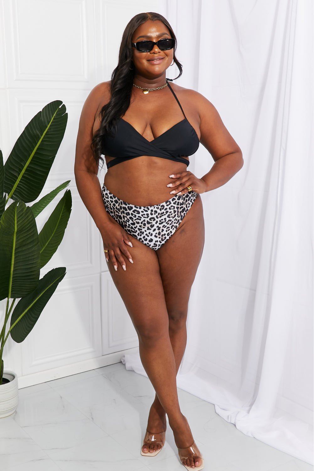 Marina West Swim Summer Splash Halter Bikini Set in Black - Happily Ever Atchison Shop Co.