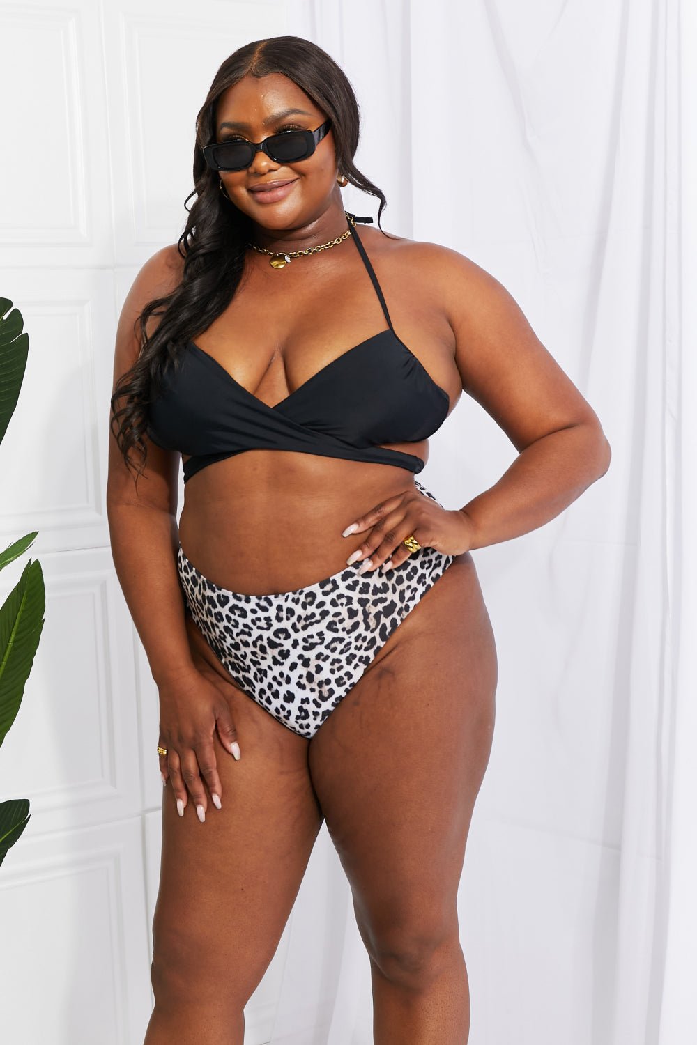 Marina West Swim Summer Splash Halter Bikini Set in Black - Happily Ever Atchison Shop Co.