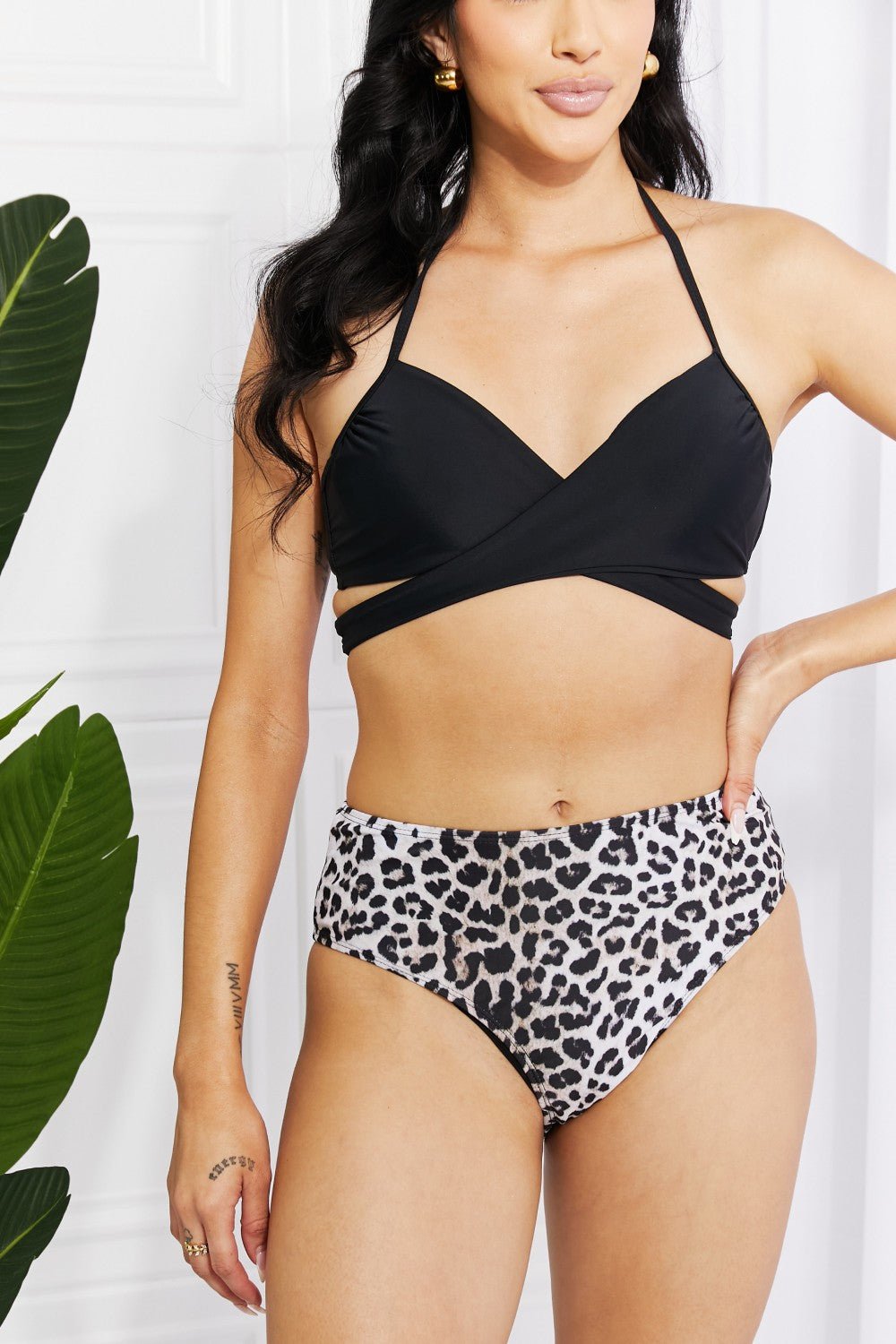 Marina West Swim Summer Splash Halter Bikini Set in Black - Happily Ever Atchison Shop Co.