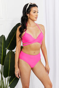 Marina West Swim Summer Splash Halter Bikini Set in Pink - Happily Ever Atchison Shop Co.