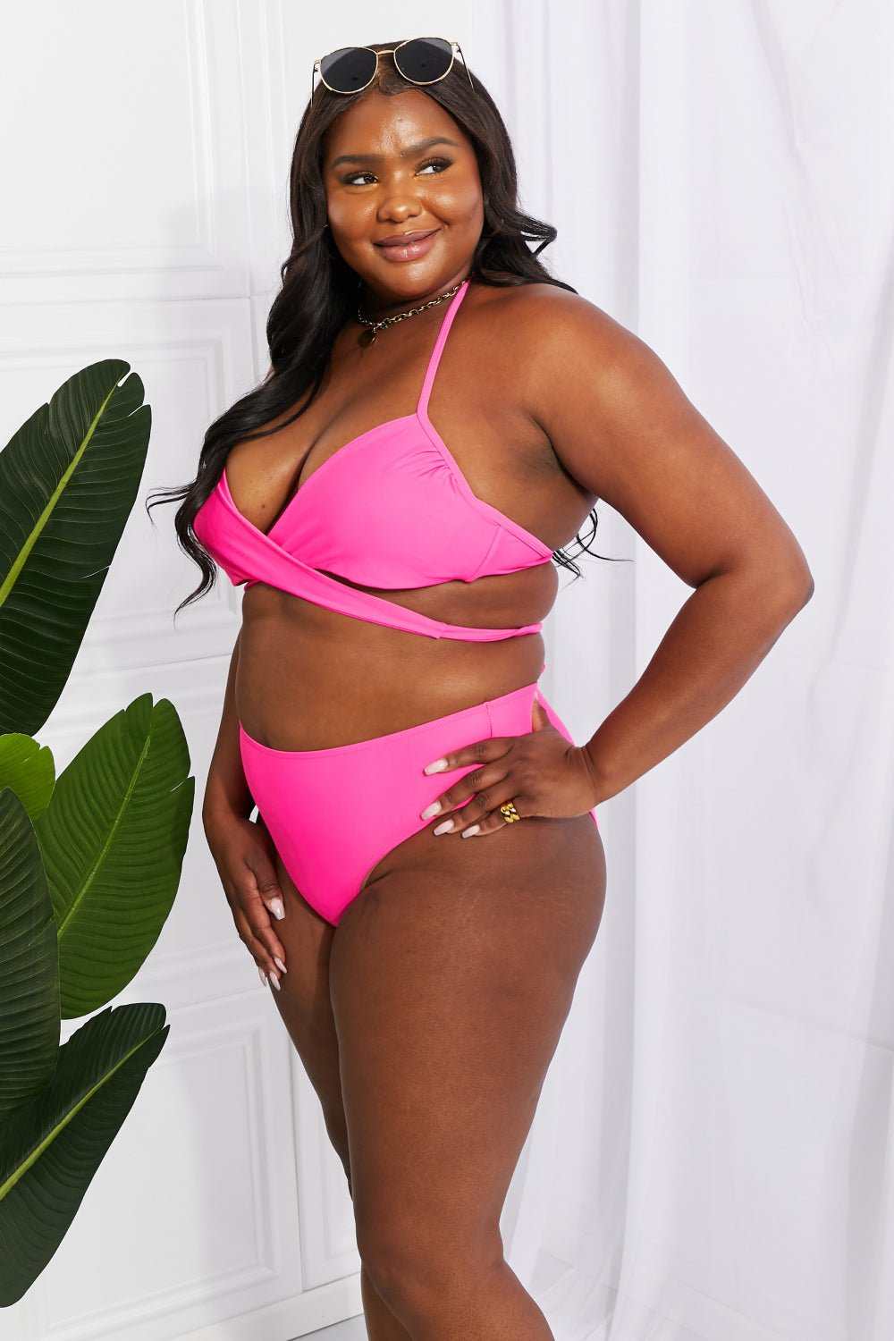 Marina West Swim Summer Splash Halter Bikini Set in Pink - Happily Ever Atchison Shop Co.