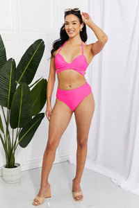 Marina West Swim Summer Splash Halter Bikini Set in Pink - Happily Ever Atchison Shop Co.