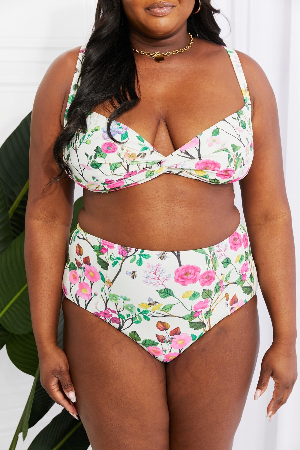 Marina West Swim Take A Dip Twist High - Rise Bikini in Cream - Happily Ever Atchison Shop Co.