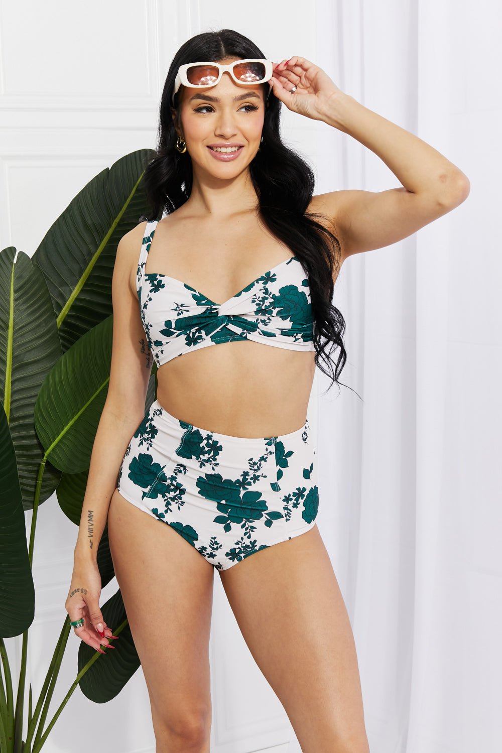 Marina West Swim Take A Dip Twist High - Rise Bikini in Forest - Happily Ever Atchison Shop Co.