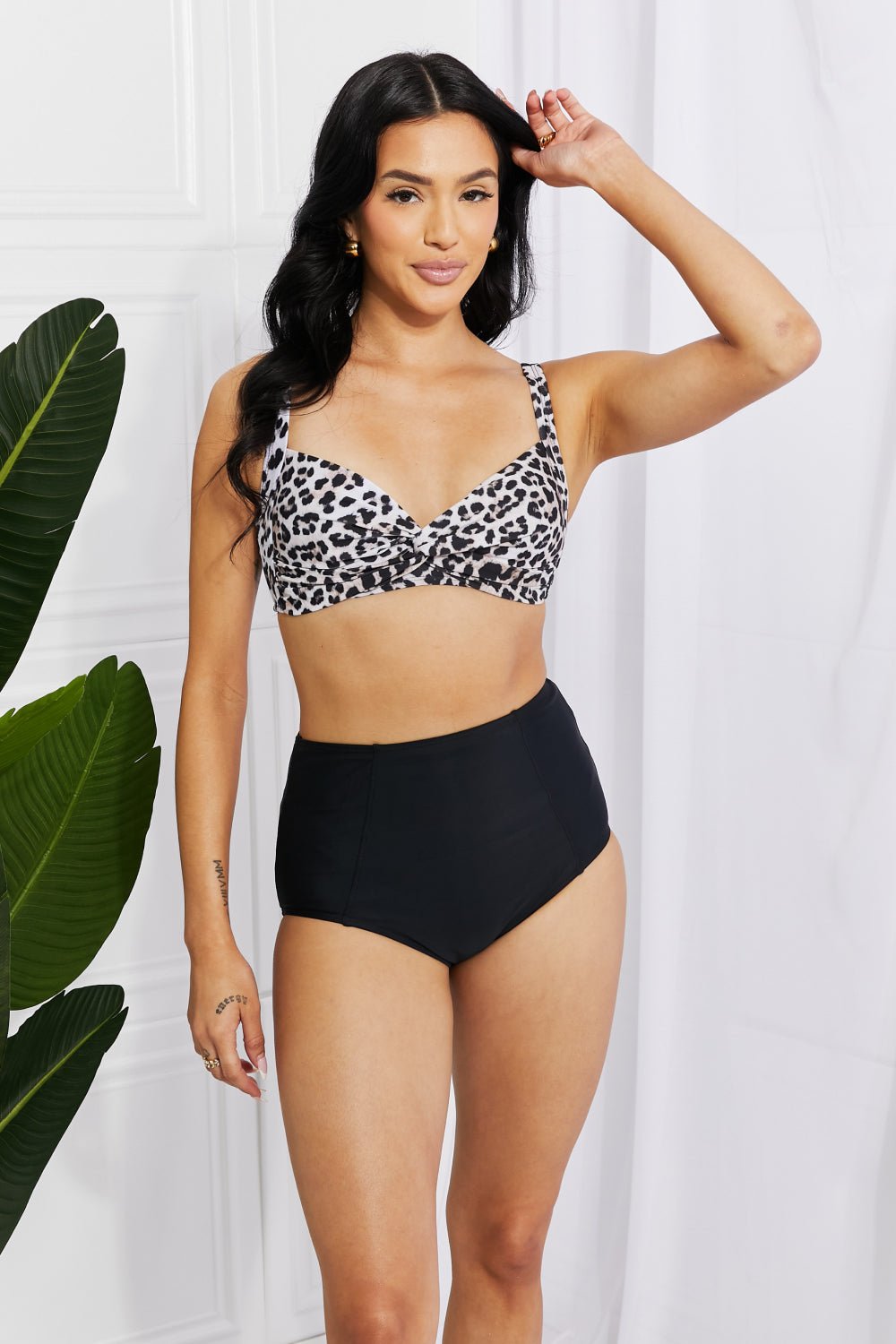 Marina West Swim Take A Dip Twist High - Rise Bikini in Leopard - Happily Ever Atchison Shop Co.