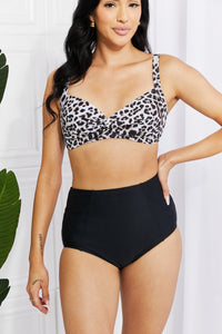 Marina West Swim Take A Dip Twist High - Rise Bikini in Leopard - Happily Ever Atchison Shop Co.