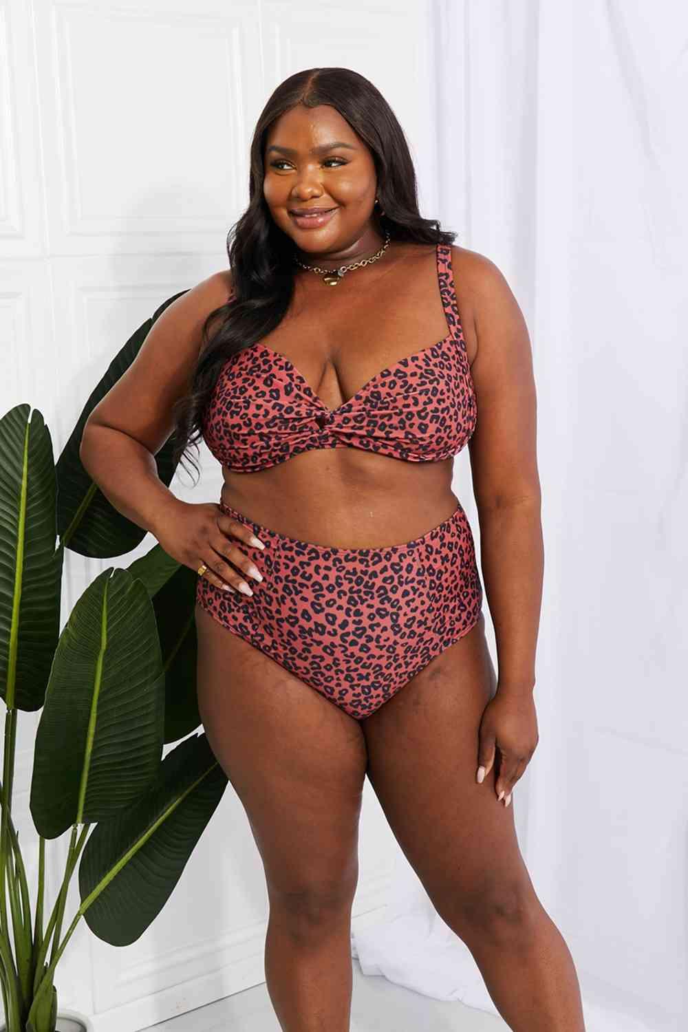 Marina West Swim Take A Dip Twist High - Rise Bikini in Ochre - Happily Ever Atchison Shop Co.