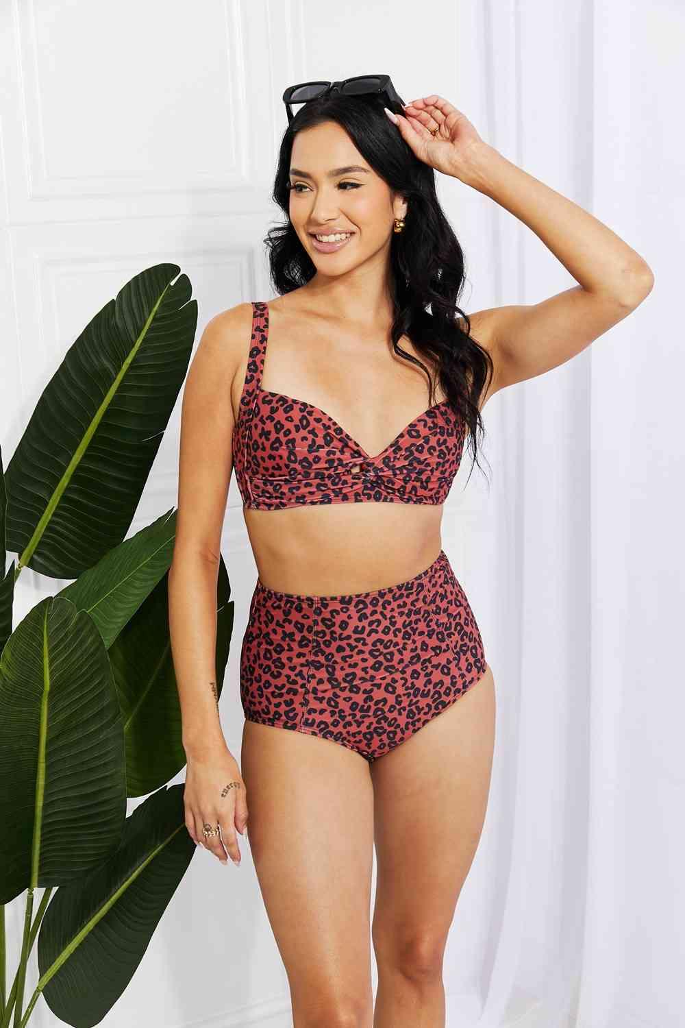 Marina West Swim Take A Dip Twist High - Rise Bikini in Ochre - Happily Ever Atchison Shop Co.