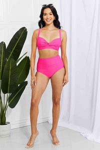 Marina West Swim Take A Dip Twist High - Rise Bikini in Pink - Happily Ever Atchison Shop Co.