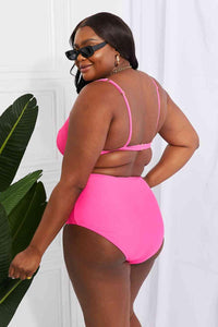 Marina West Swim Take A Dip Twist High - Rise Bikini in Pink - Happily Ever Atchison Shop Co.