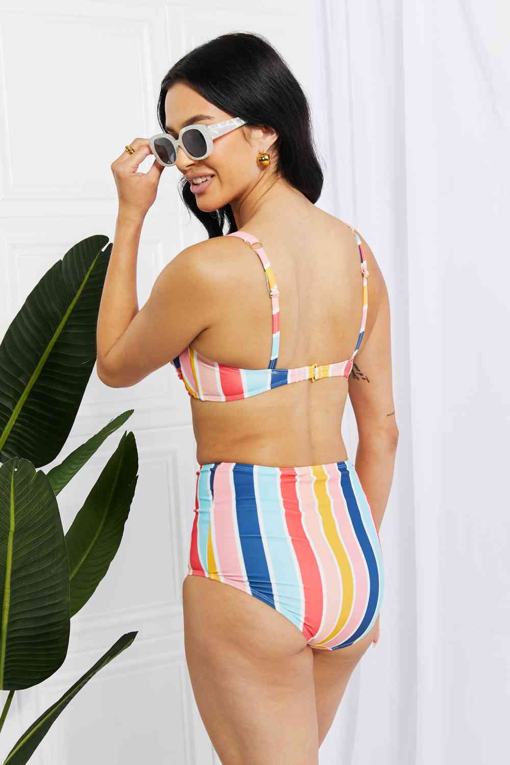 Marina West Swim Take A Dip Twist High - Rise Bikini in Stripe - Happily Ever Atchison Shop Co.