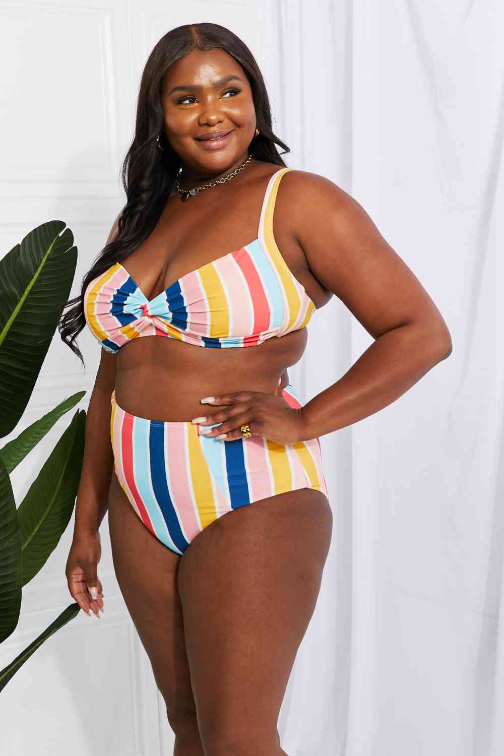 Marina West Swim Take A Dip Twist High - Rise Bikini in Stripe - Happily Ever Atchison Shop Co.