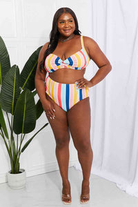 Marina West Swim Take A Dip Twist High - Rise Bikini in Stripe - Happily Ever Atchison Shop Co.