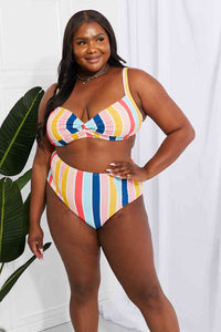 Marina West Swim Take A Dip Twist High - Rise Bikini in Stripe - Happily Ever Atchison Shop Co.