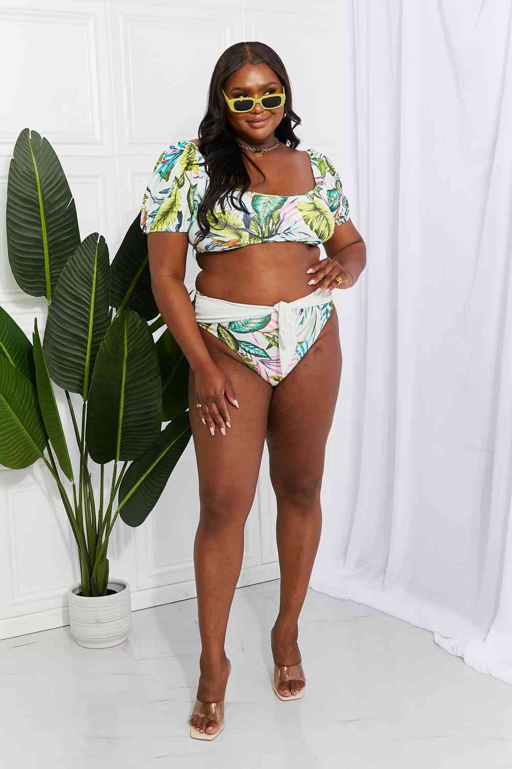 Marina West Swim Vacay Ready Puff Sleeve Bikini in Floral - Happily Ever Atchison Shop Co.