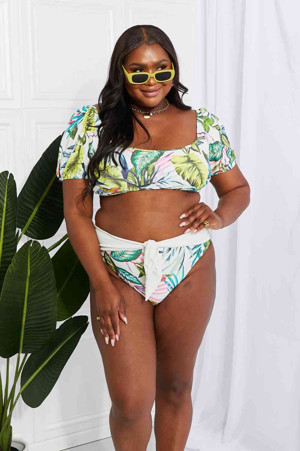 Marina West Swim Vacay Ready Puff Sleeve Bikini in Floral - Happily Ever Atchison Shop Co.