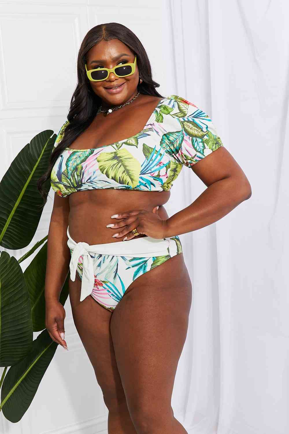 Marina West Swim Vacay Ready Puff Sleeve Bikini in Floral - Happily Ever Atchison Shop Co.