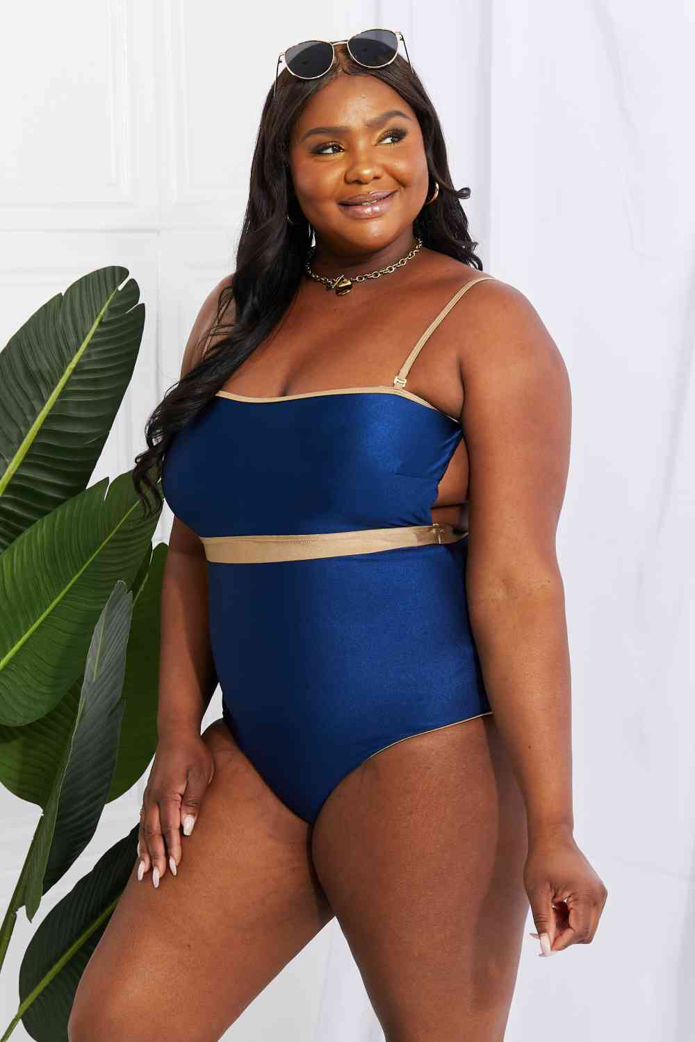 Marina West Swim Wave Break Contrast Trim One - Piece - Happily Ever Atchison Shop Co.