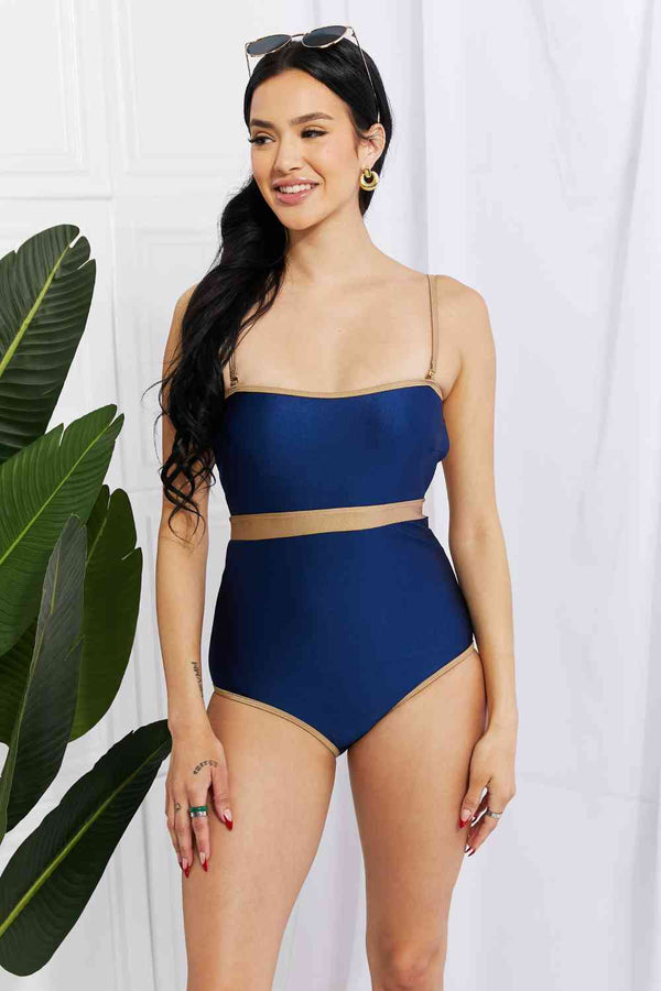 Marina West Swim Wave Break Contrast Trim One - Piece - Happily Ever Atchison Shop Co.