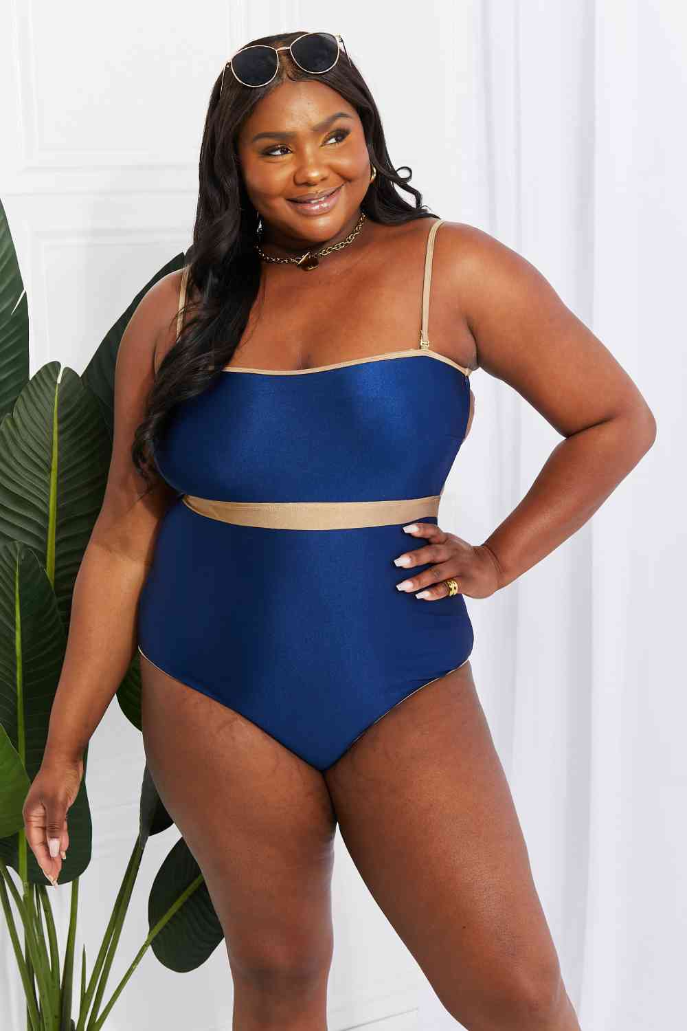 Marina West Swim Wave Break Contrast Trim One - Piece - Happily Ever Atchison Shop Co.