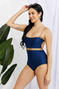 Marina West Swim Wave Break Contrast Trim One - Piece - Happily Ever Atchison Shop Co.