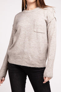 Melange Hi - Low hem Round Neck Sweater - Happily Ever Atchison Shop Co.