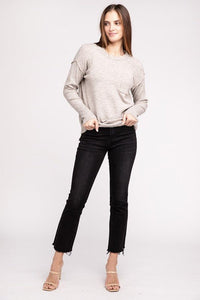 Melange Hi - Low hem Round Neck Sweater - Happily Ever Atchison Shop Co.