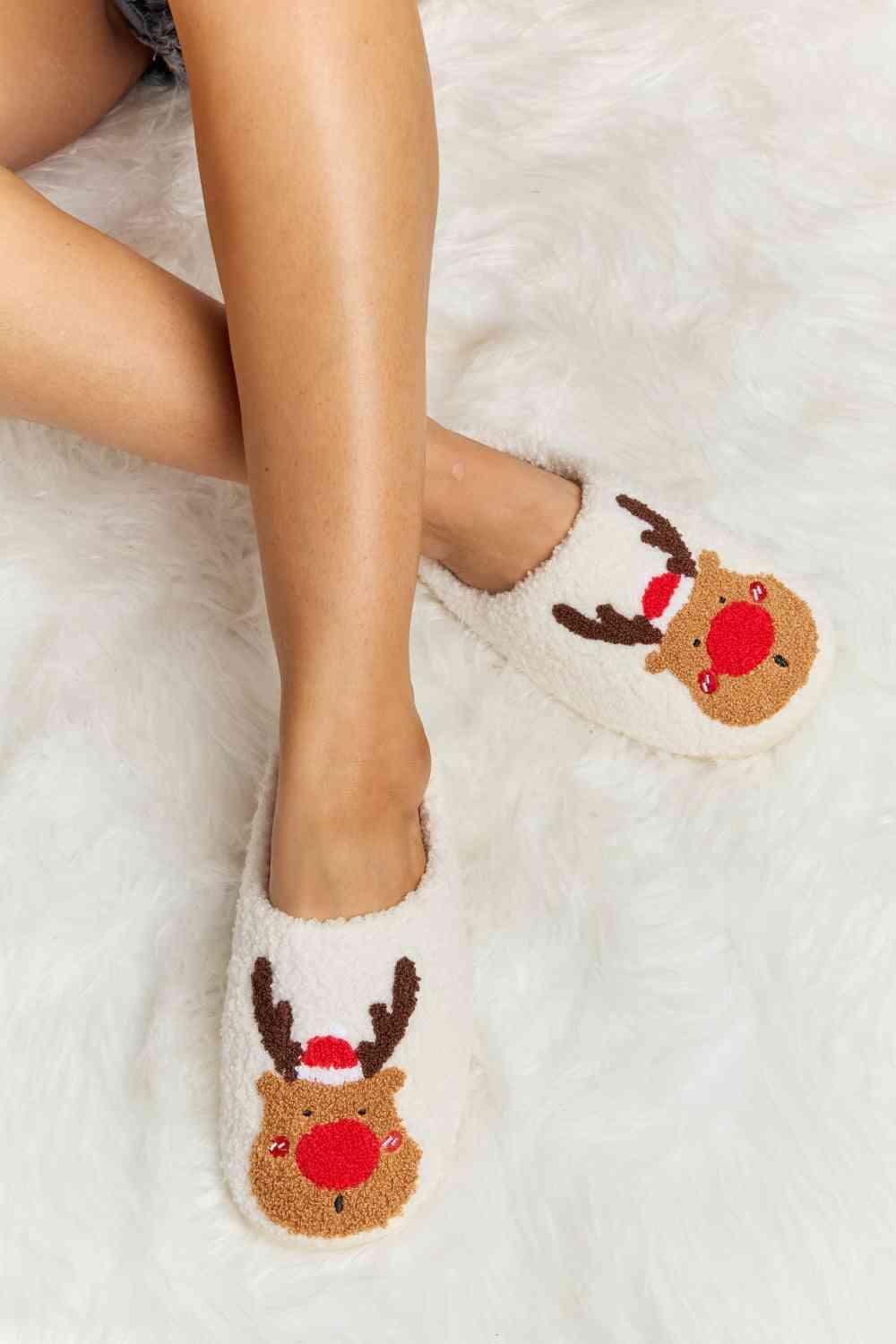 Melody Rudolph Print Plush Slide Slippers - Happily Ever Atchison Shop Co.