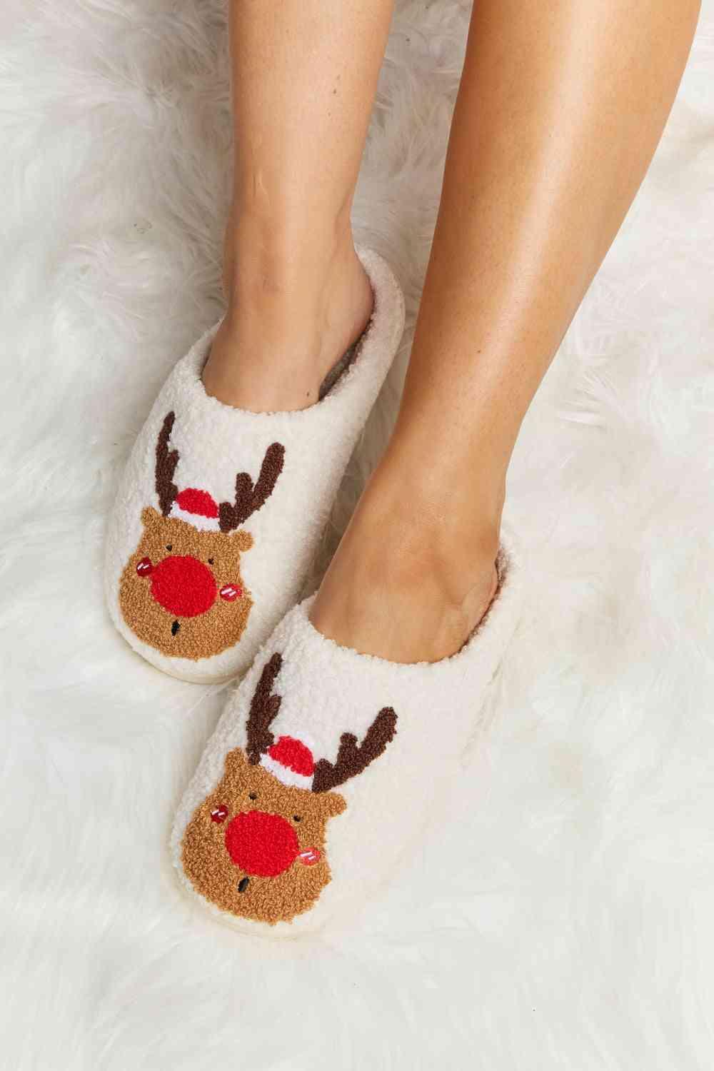 Melody Rudolph Print Plush Slide Slippers - Happily Ever Atchison Shop Co.