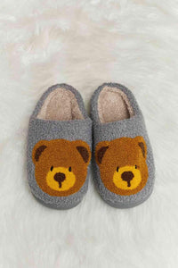 Melody Teddy Bear Print Plush Slide Slippers - Happily Ever Atchison Shop Co.