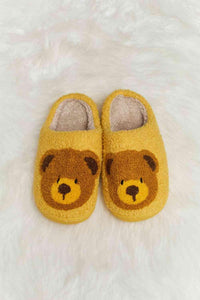 Melody Teddy Bear Print Plush Slide Slippers - Happily Ever Atchison Shop Co.