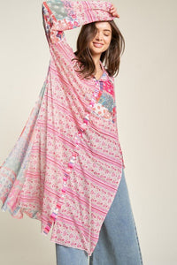 Mesh Print Mix Matched Button Front Cover Up - Happily Ever Atchison Shop Co.