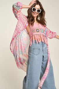 Mesh Print Mix Matched Button Front Cover Up - Happily Ever Atchison Shop Co.