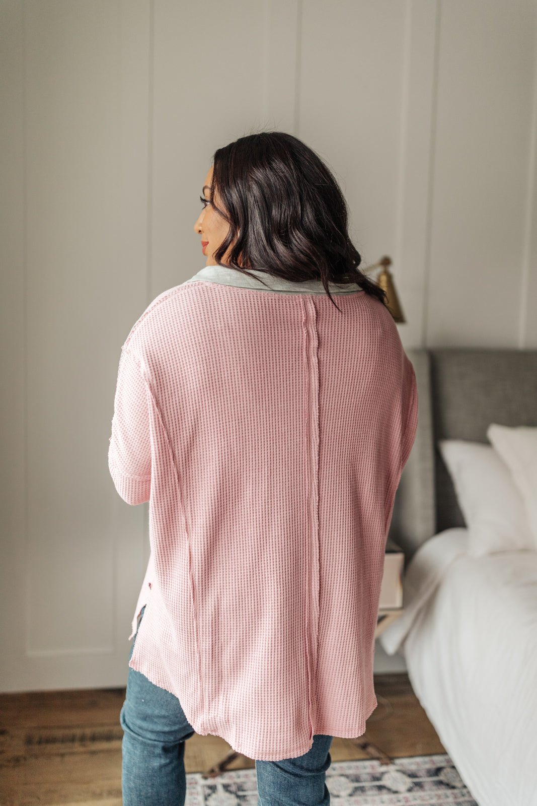 Mia Waffle Knit Long Sleeve In Pink - Happily Ever Atchison Shop Co.