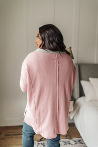 Mia Waffle Knit Long Sleeve In Pink - Happily Ever Atchison Shop Co.