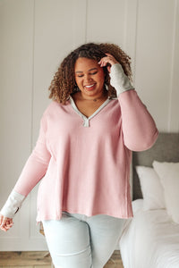 Mia Waffle Knit Long Sleeve In Pink - Happily Ever Atchison Shop Co.